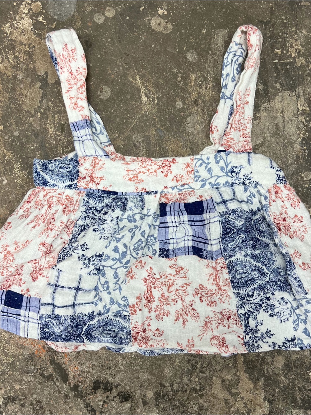 Urban Outfitters Patchwork Floral Tank Top in Blue & Red Paisley Floral Boho UO